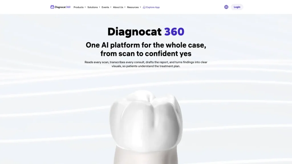Diagnocat homepage: one AI platform for the whole case, from scan to confident yes