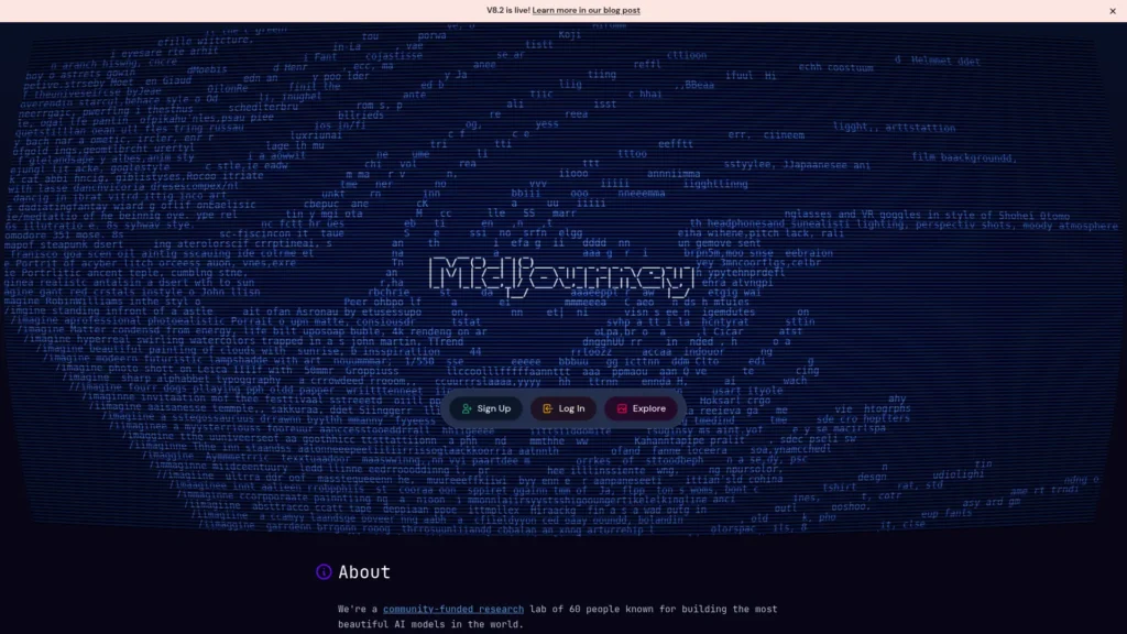 Midjourney homepage