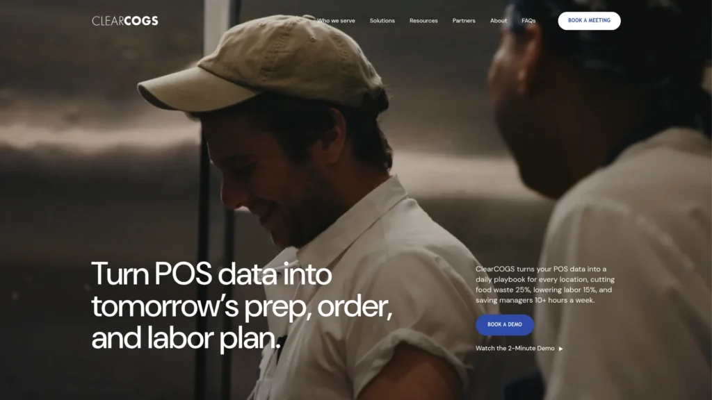 ClearCOGS homepage: turn POS data into tomorrow’s prep, order and labor plan