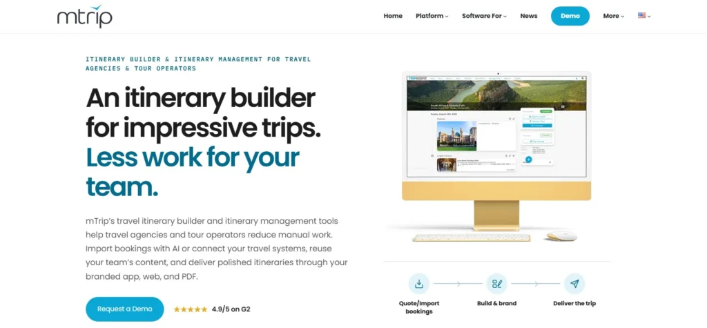 mTrip homepage: an itinerary builder for impressive trips
