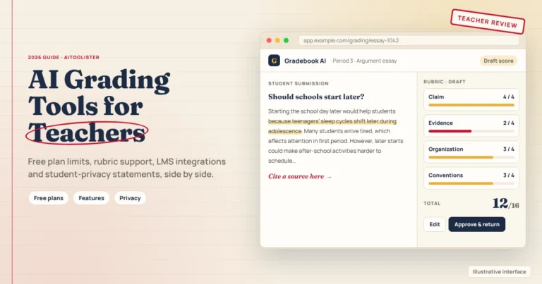 AI grading tools for teachers: an essay with rubric draft scores waiting for teacher review