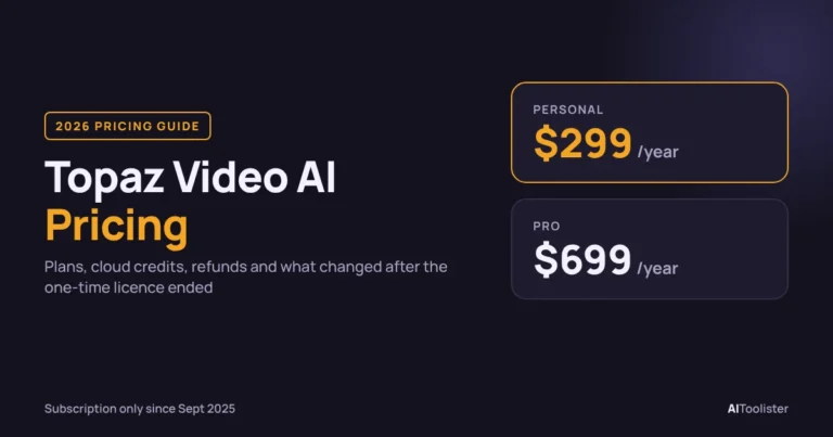 Topaz Video AI pricing 2026: Personal plan $299 a year and Pro plan $699 a year